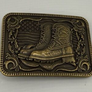 Boot & Flag Belt Buckle NEW